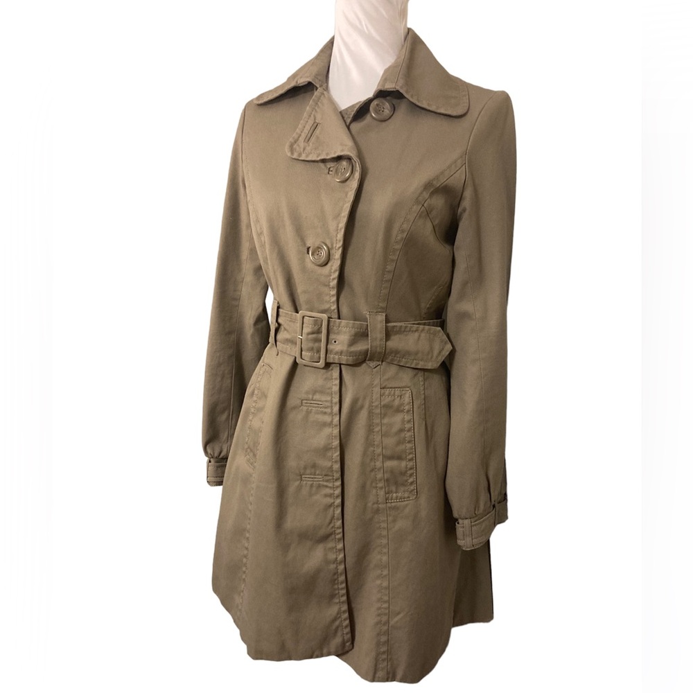 H&M Khaki Tan Belted Lined Classic Trench Coat